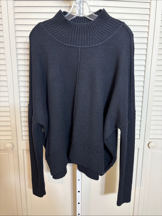 Maeve Sweaters - Anthropologie Maeve Black Mock Neck Ribbed Hem Wool Blend Sweater XL